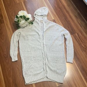 Hollister Long Open Front Hoodie Knit Sweater Cardigan